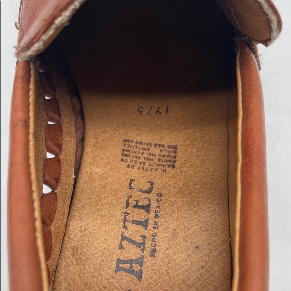 Aztec Men’s Leather Brown Braided Loafers Size 30/11.5 - Picture 8 of 11
